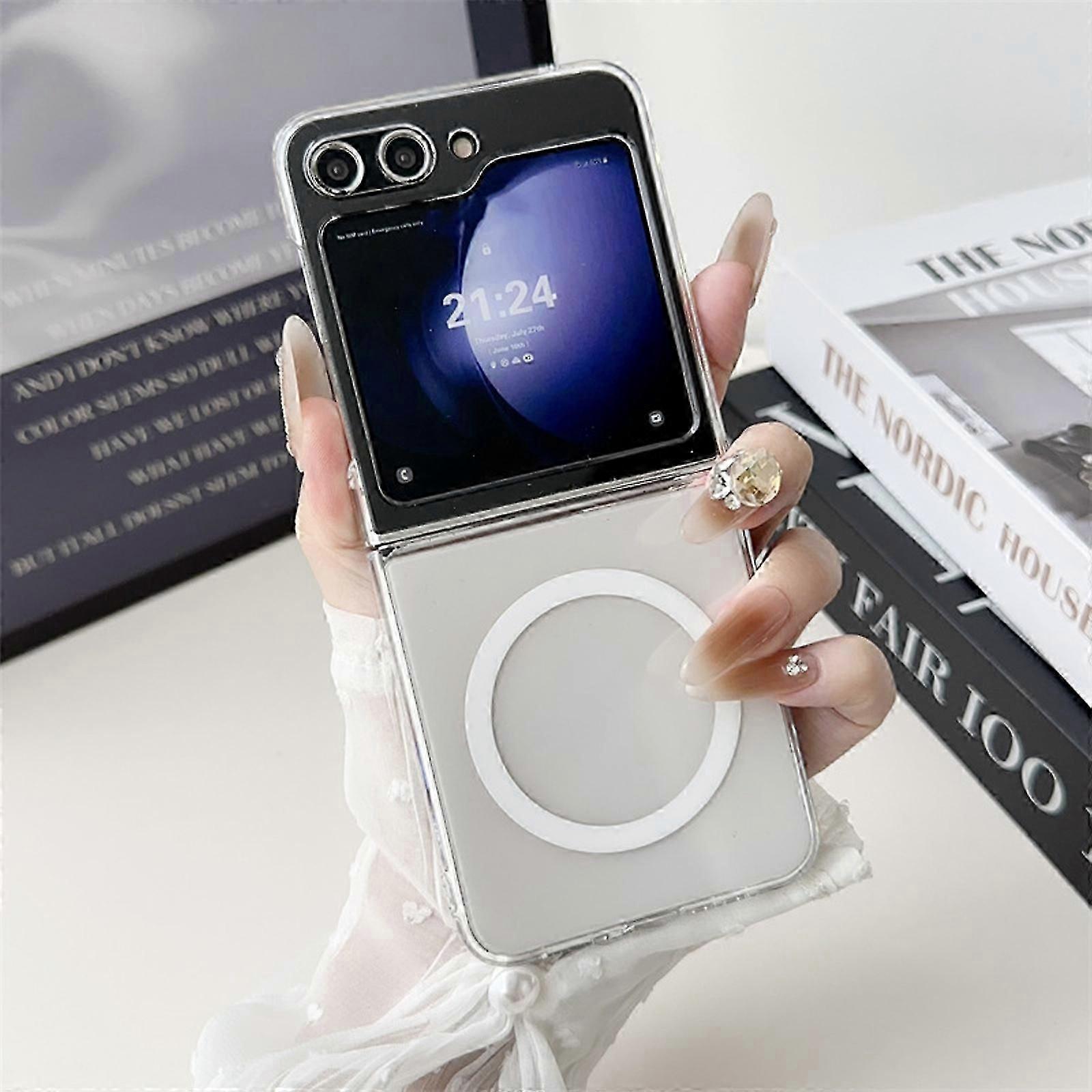 Magnetic Case for Samsung Galaxy Z Flip 6 Case Clear [Compatible with MagSafe] Slim Luxury Shockproof Protector Cover for Z Flip 6