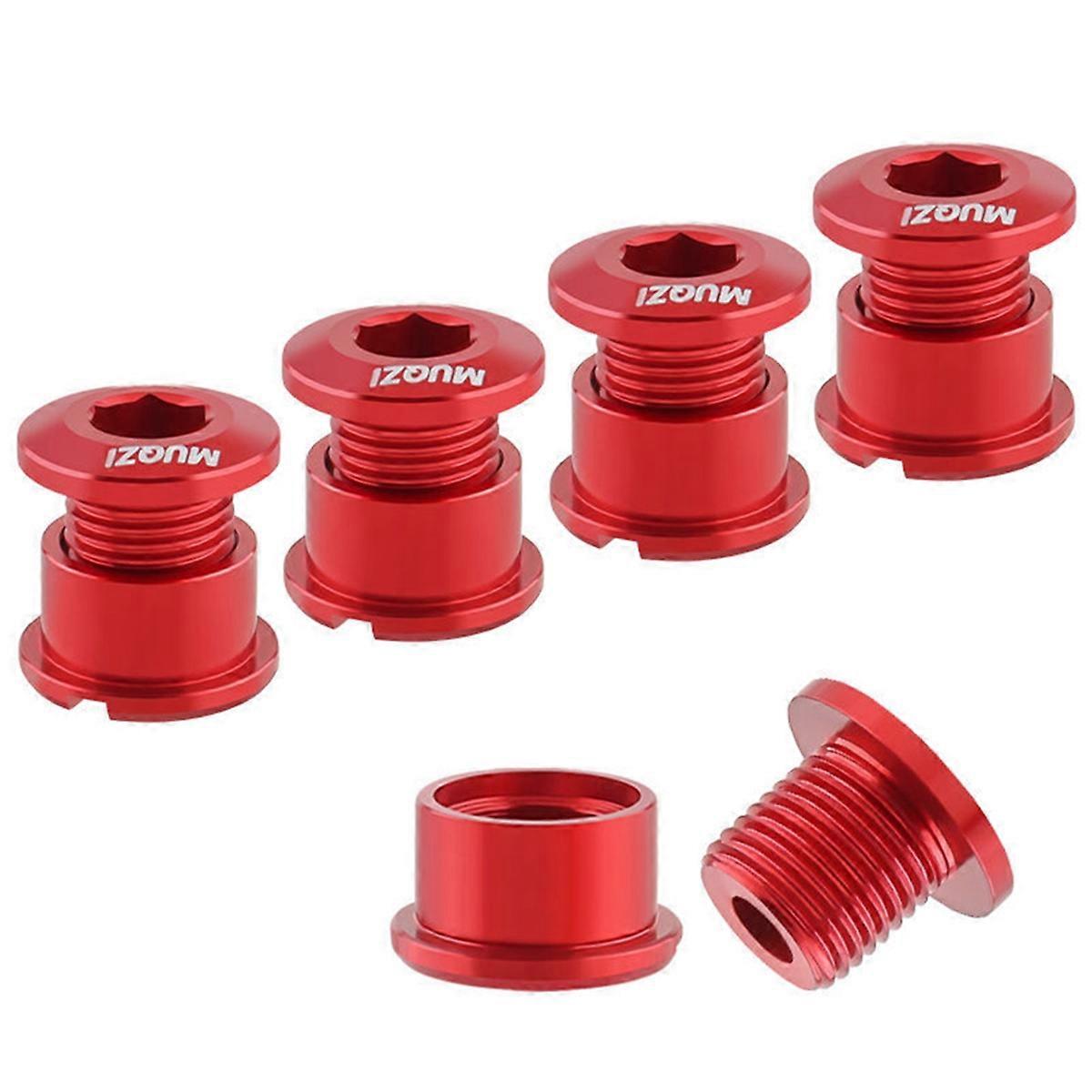 5Pcs Chainring Bolts Set 6.5mm Single Chainring Screws for Road and Mountain Bikes Red
