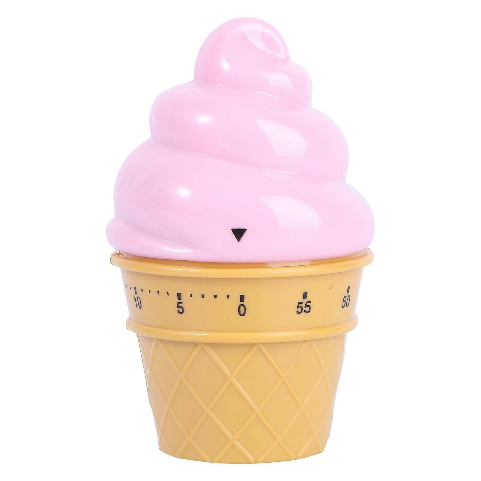 1PC Pink Ice Cream Mechanical Timer Practical Kitchen Reminder