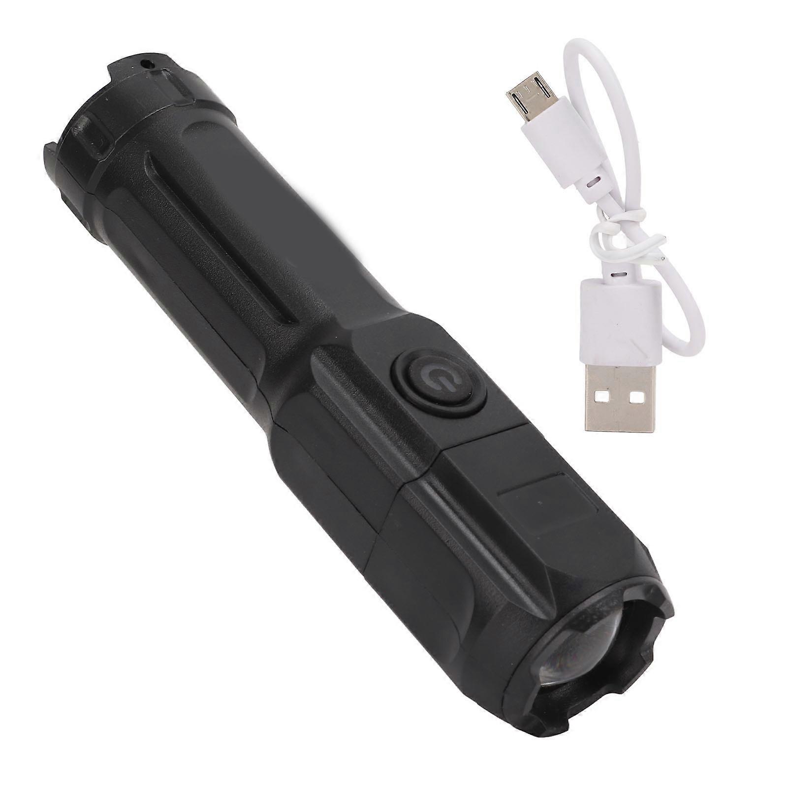 T6 ABS Strong Light Zoom Flashlight USB Rechargeable Outdoor Mini Multi Function Torch