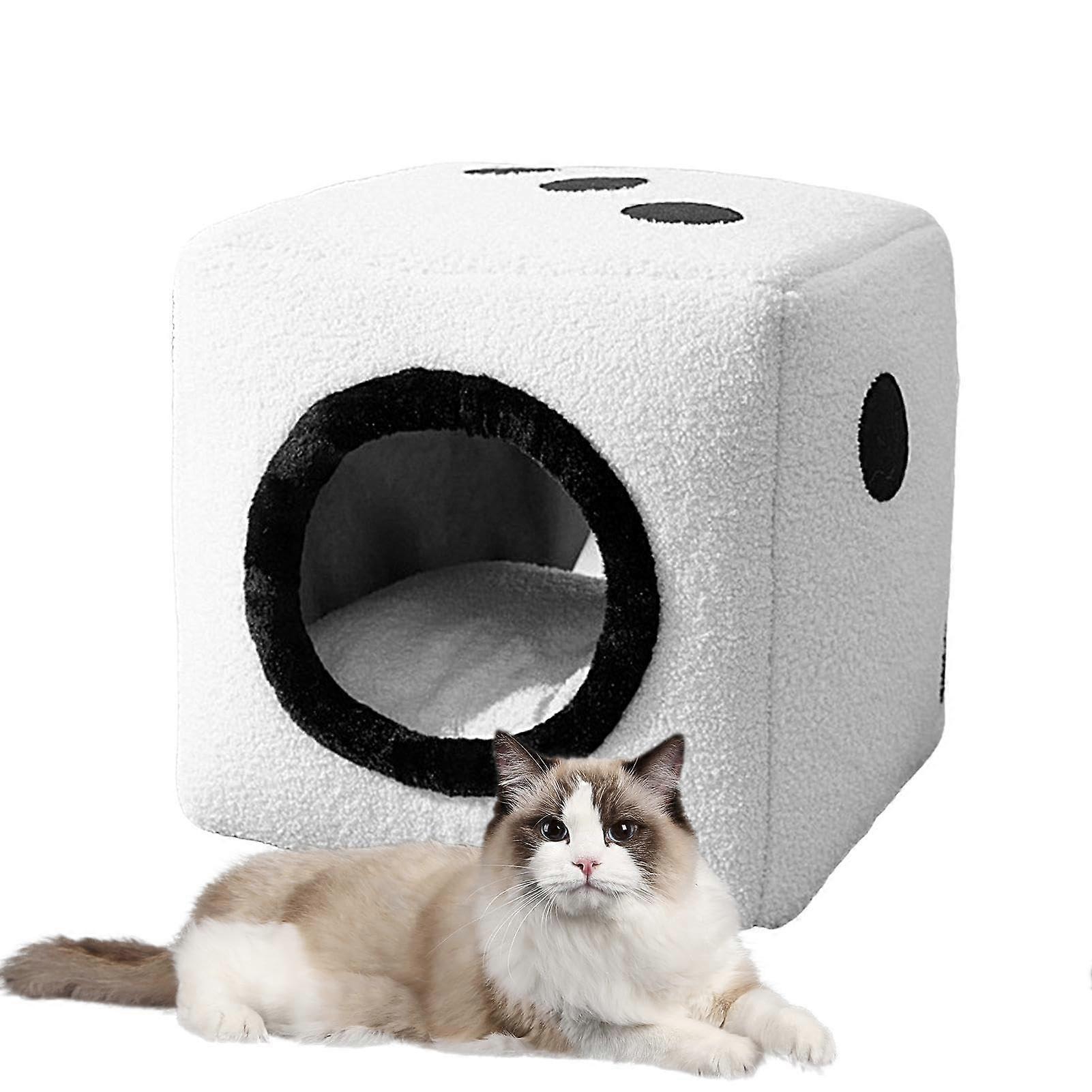 Indoor Cat House  Cube Shape Winter Foldable Plush Dog House  Soft Pet Bed Indoor Cat House Winter Foldable Plush Dog House