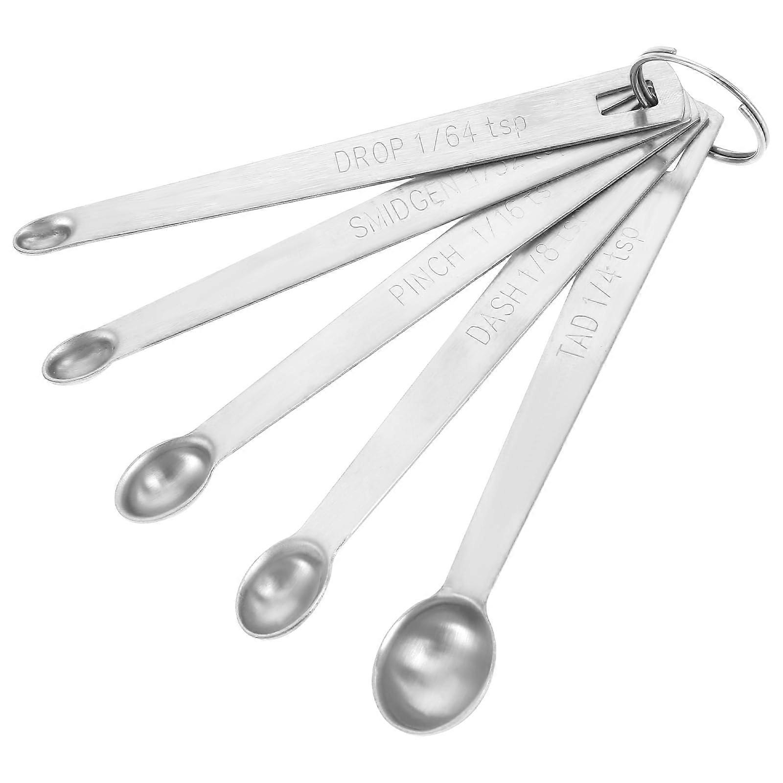 Measuring Spoon Set, Stainless Steel, Teaspoon with Scale, 5 Pieces