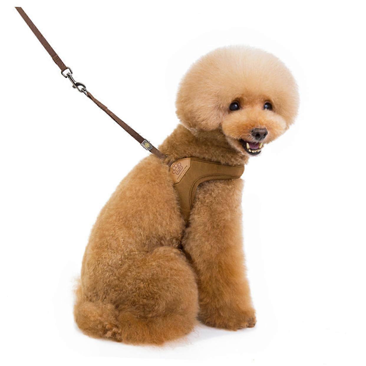 Pet Harness Strap Dog Pull Strap Rope for Small Breeds Adjustable Dog Walking Harness in Coffee Color
