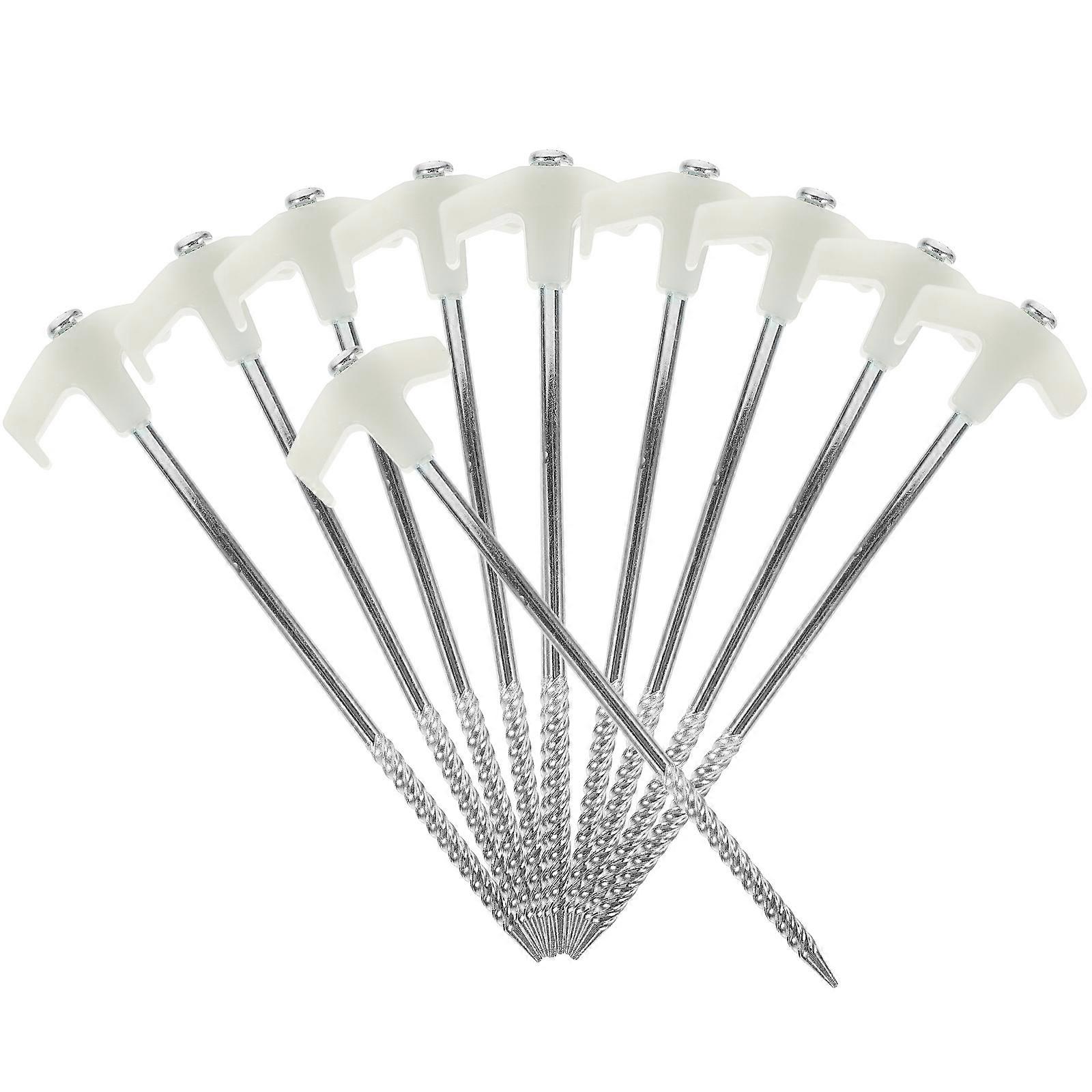 Metal Tent Nails Camping Tent Peg Set White 25x5cm Providing Safety Stable Support 10Pcs
