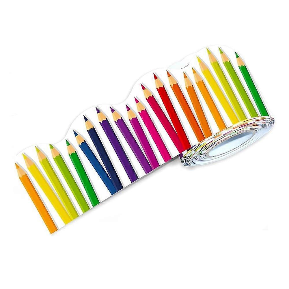 18M Self Adhesive Wavy Notice Board Edges with Pencil Patterns for Classroom Office Decoration and Crafting