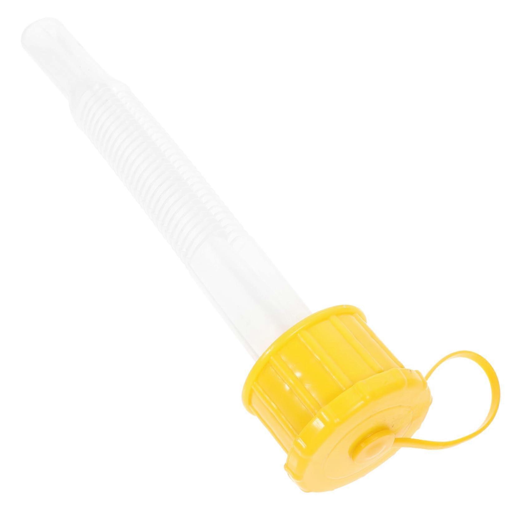 Improved spout for gasoline cans, enhanced spout for easy pouring, universal fit, leakproof design for plastic fuel cans.