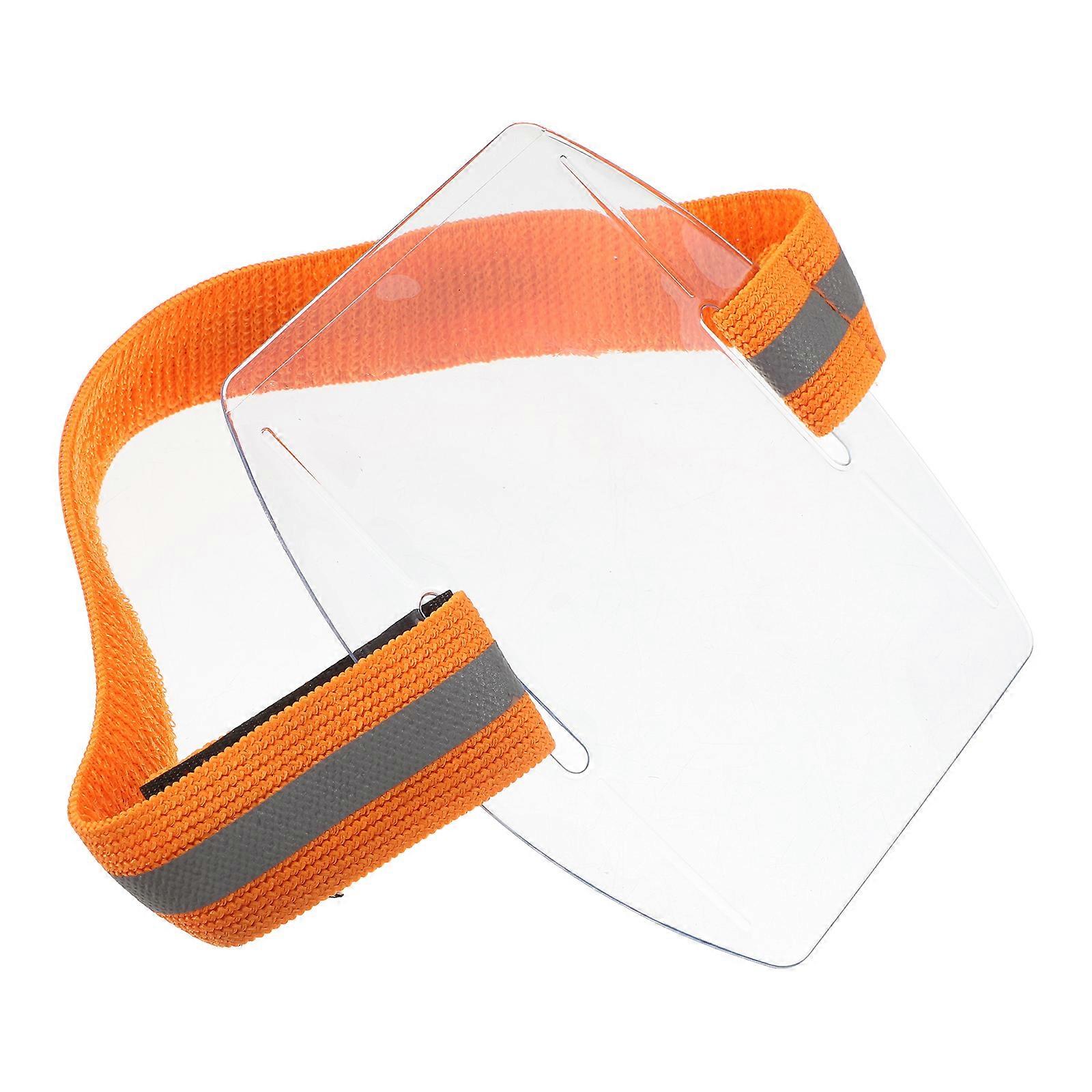 Waterproof Arm Badge Holder for Protection with Adjustable Belt Orange PVC