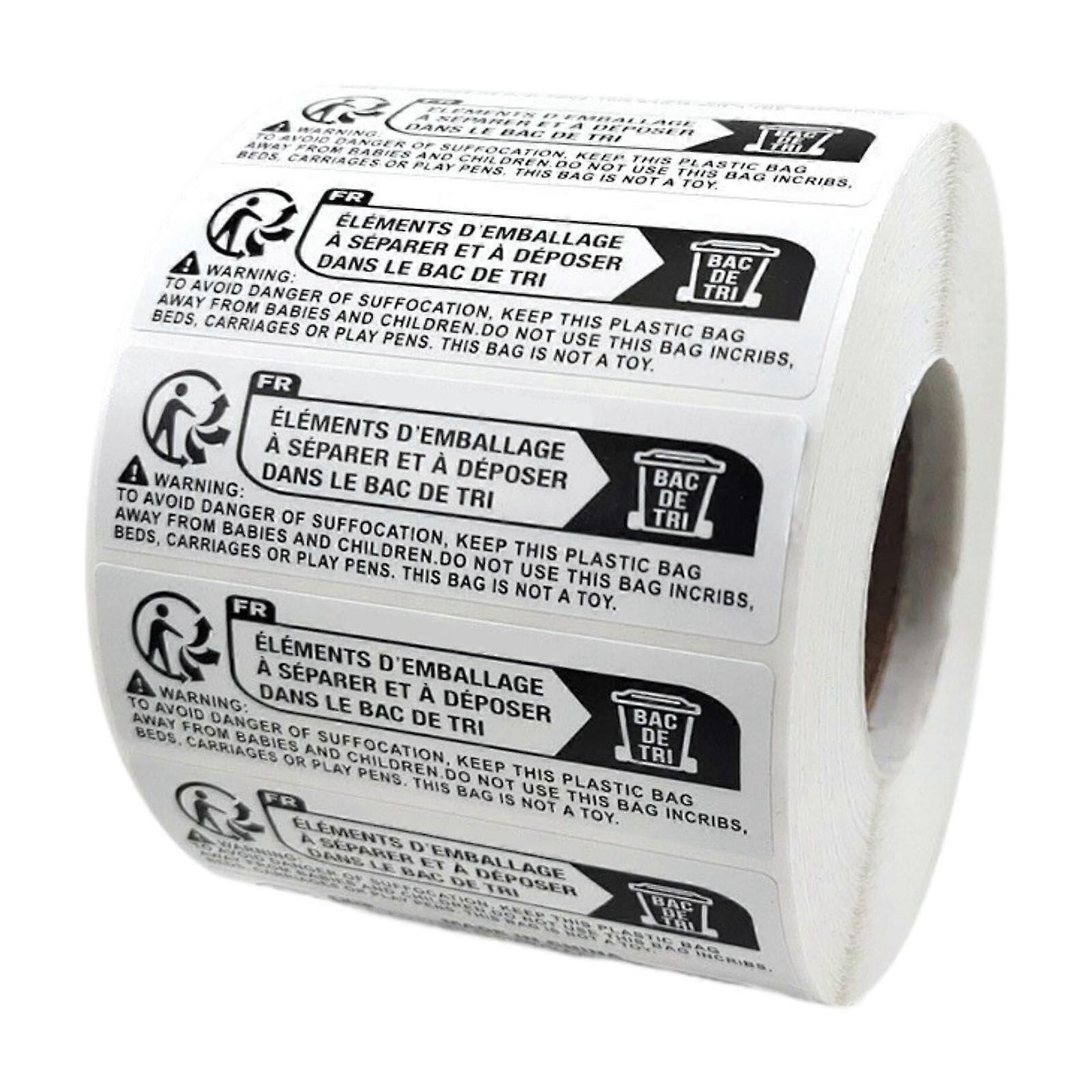 Safety warning labels for packaging, choking hazard, rectangular, selfadhesive, 7x2 cm