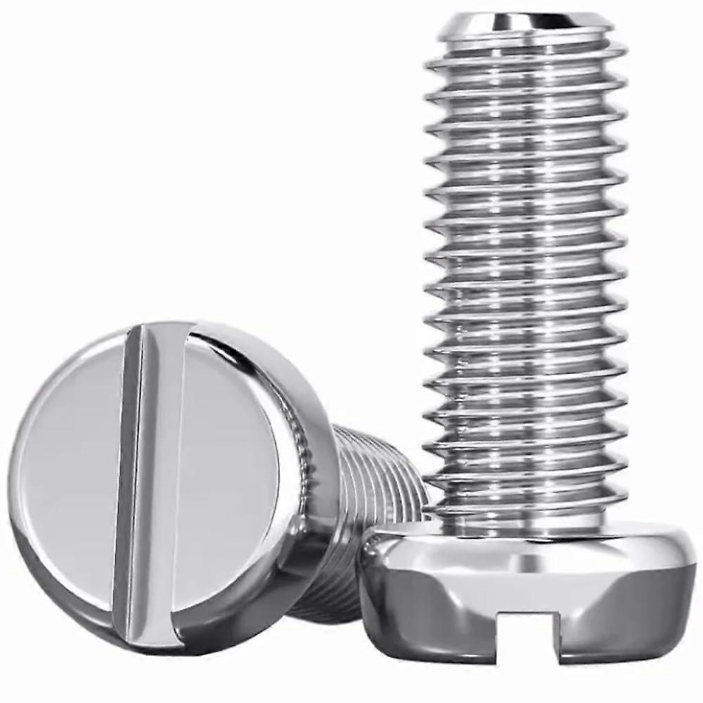 Stainless Steel 304 Slotted Screw M6 12mm Length - Pack of 10, Compatible with Various Applications