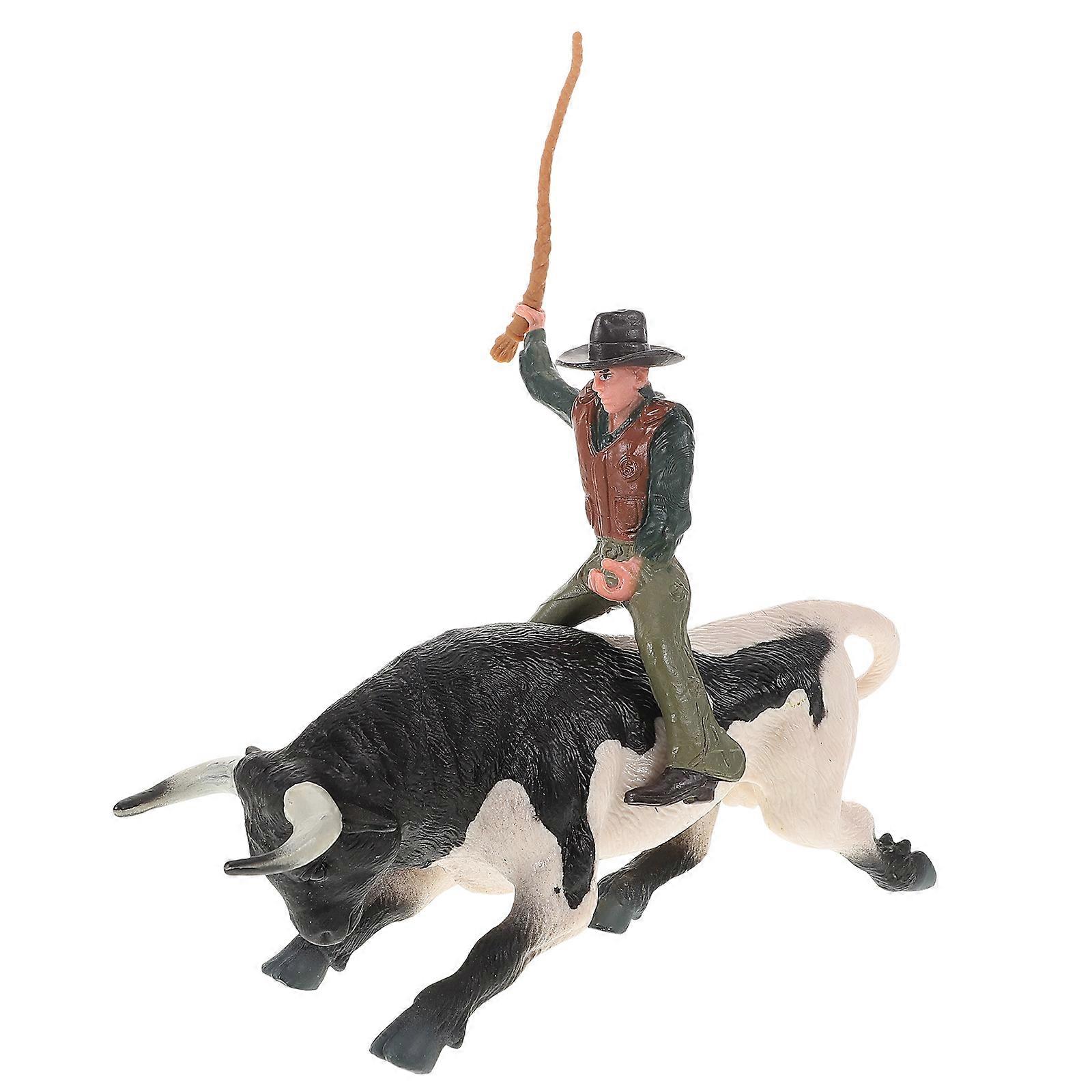 Realistic Bullfighting Model Set with Cowboy and Bull Figurines for Home, Office, Garden, and Desktop Decor