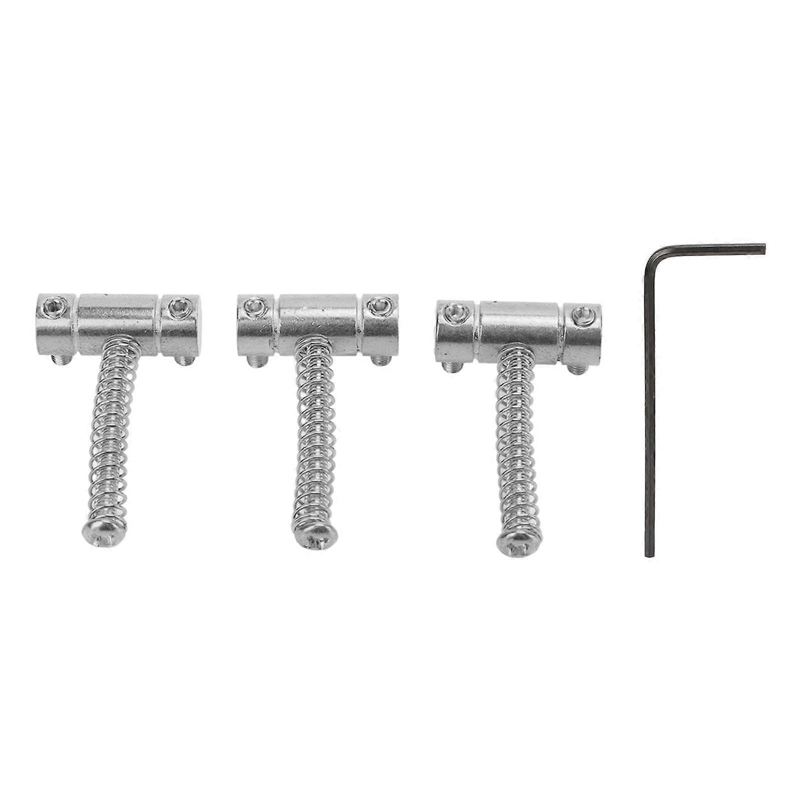 3PCS Guitar Bridge Saddles Metal String Saddle with Wrench Stringed Instrument Accessories Silver