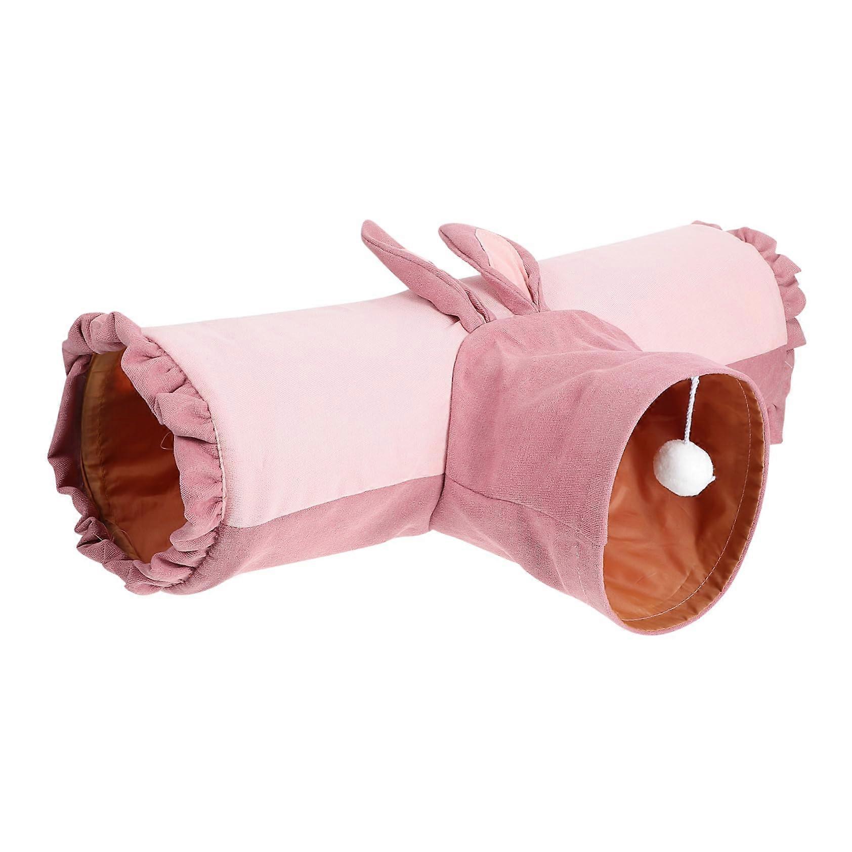 Hamster Tunnel Ferret House Fabric Pink Hideout for Small Animals, Guinea Pig, Rat, Rabbit Nesting Carrier