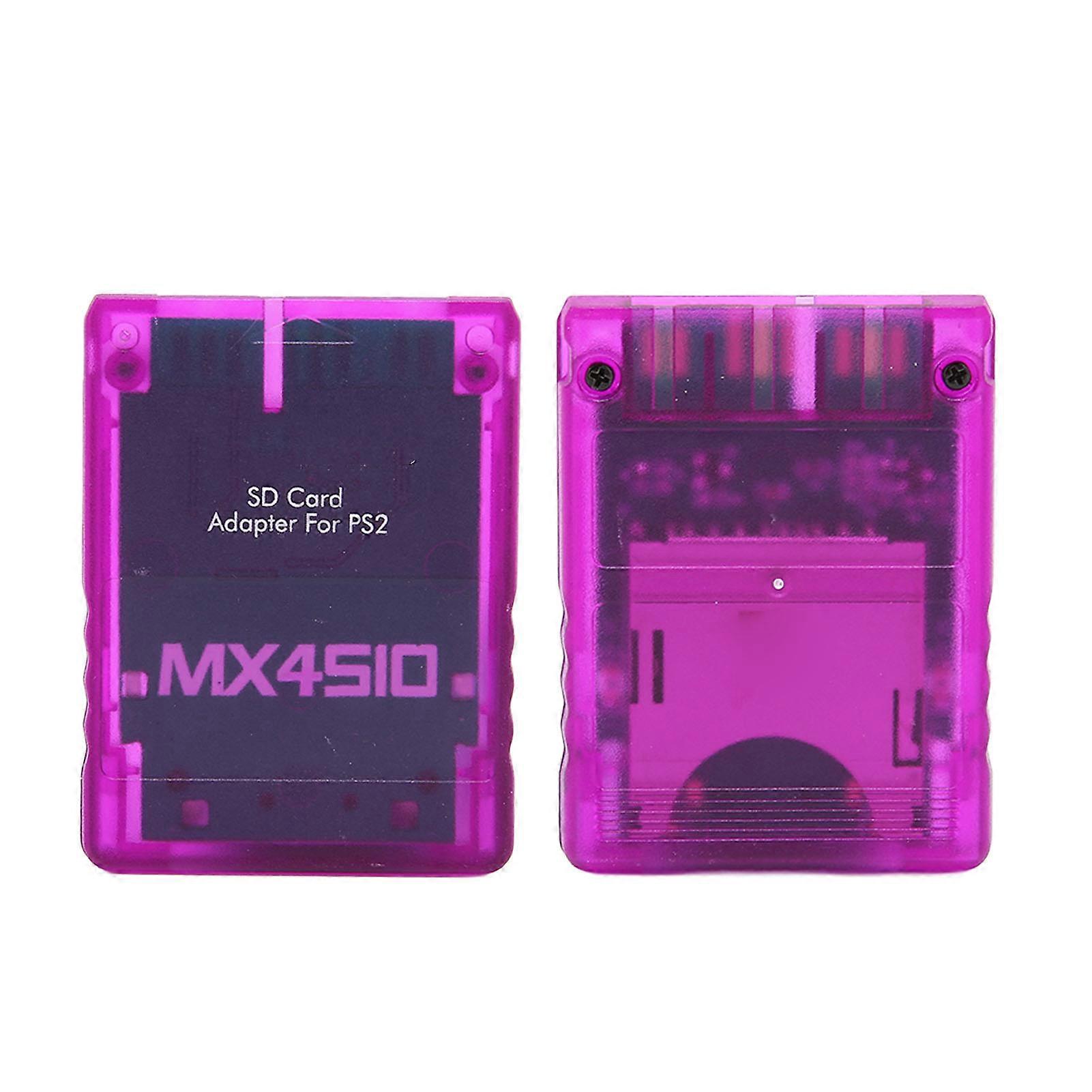 Storage Card Adapter Transparent Plug and Play Professional Game Console Memory Card Reader for PS2 Purple
