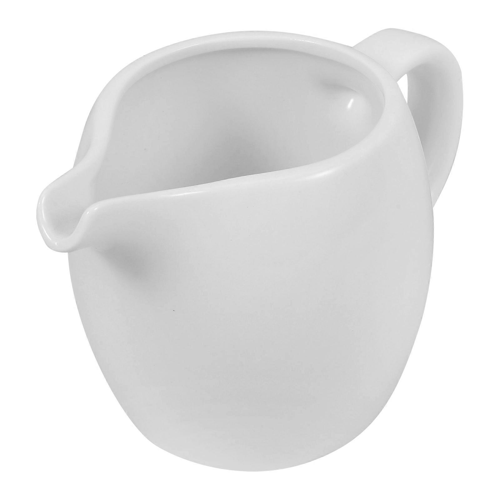 White Ceramic Milk Pitcher with Handle Smooth Surface for Easy Cleaning, Perfect for Coffee, Milk & Sauces in Home Kitchen & Coffee Bars