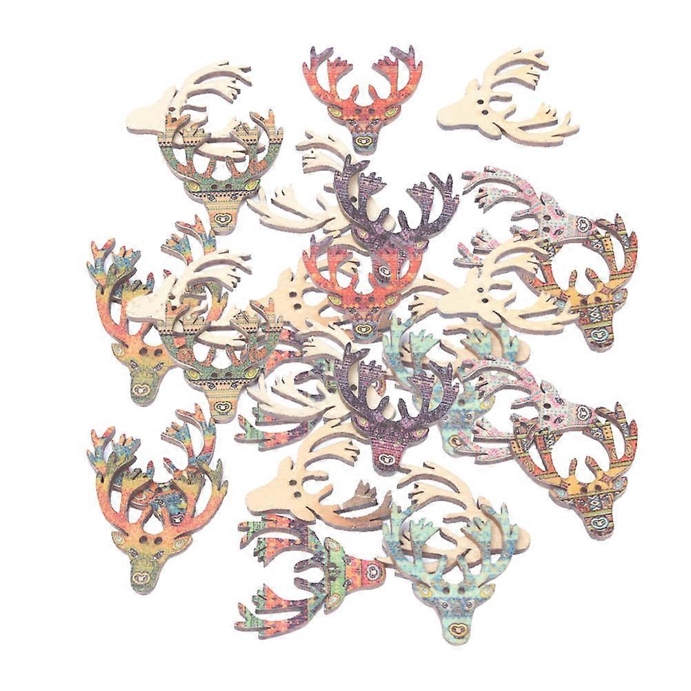Colored Buttons For Clothes Accessories Christmas Buttons Elk Pattern Buttons DIY Sewing Mixed Color 3.2X2.9CM 50Pack