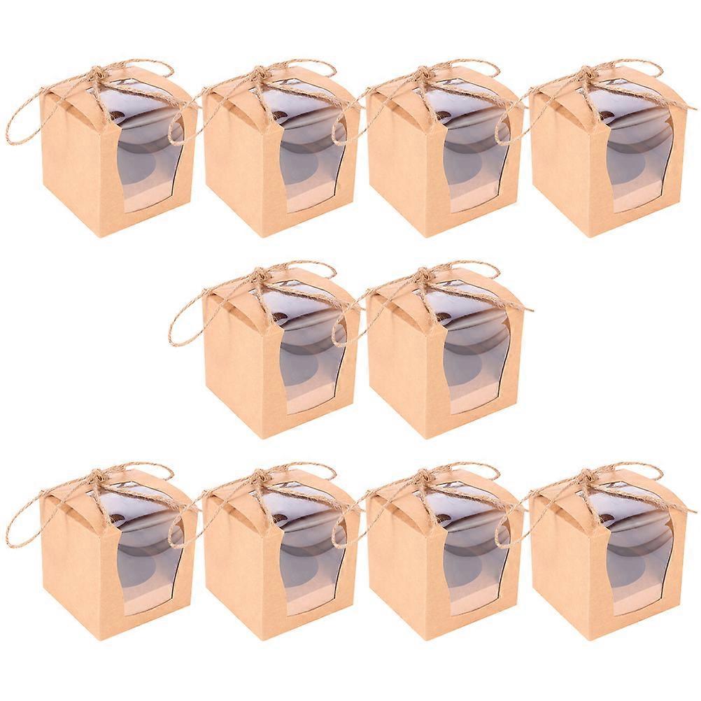 صناديق المخابز مع نافذة شفافة كب كيك مربع حاوية فردية لتقديم الهدايا وتخزين الخبز 10 مجموعة