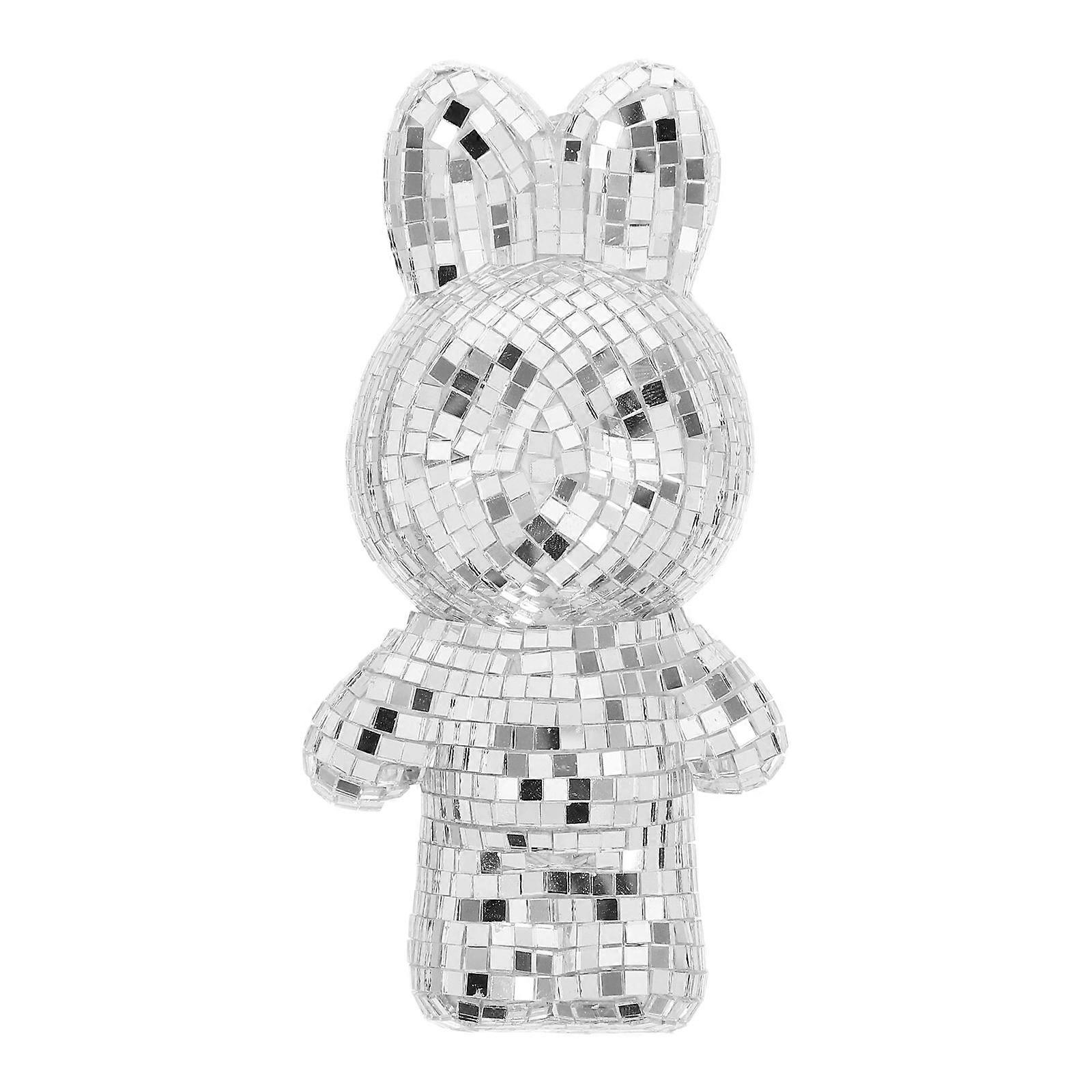 Handcrafted Mosaic Rabbit Figure Mirror Disco Ball Bunny Novelty Disco Ball Rabbit Shape Ornament for Spring Easter Party Music Festivals
