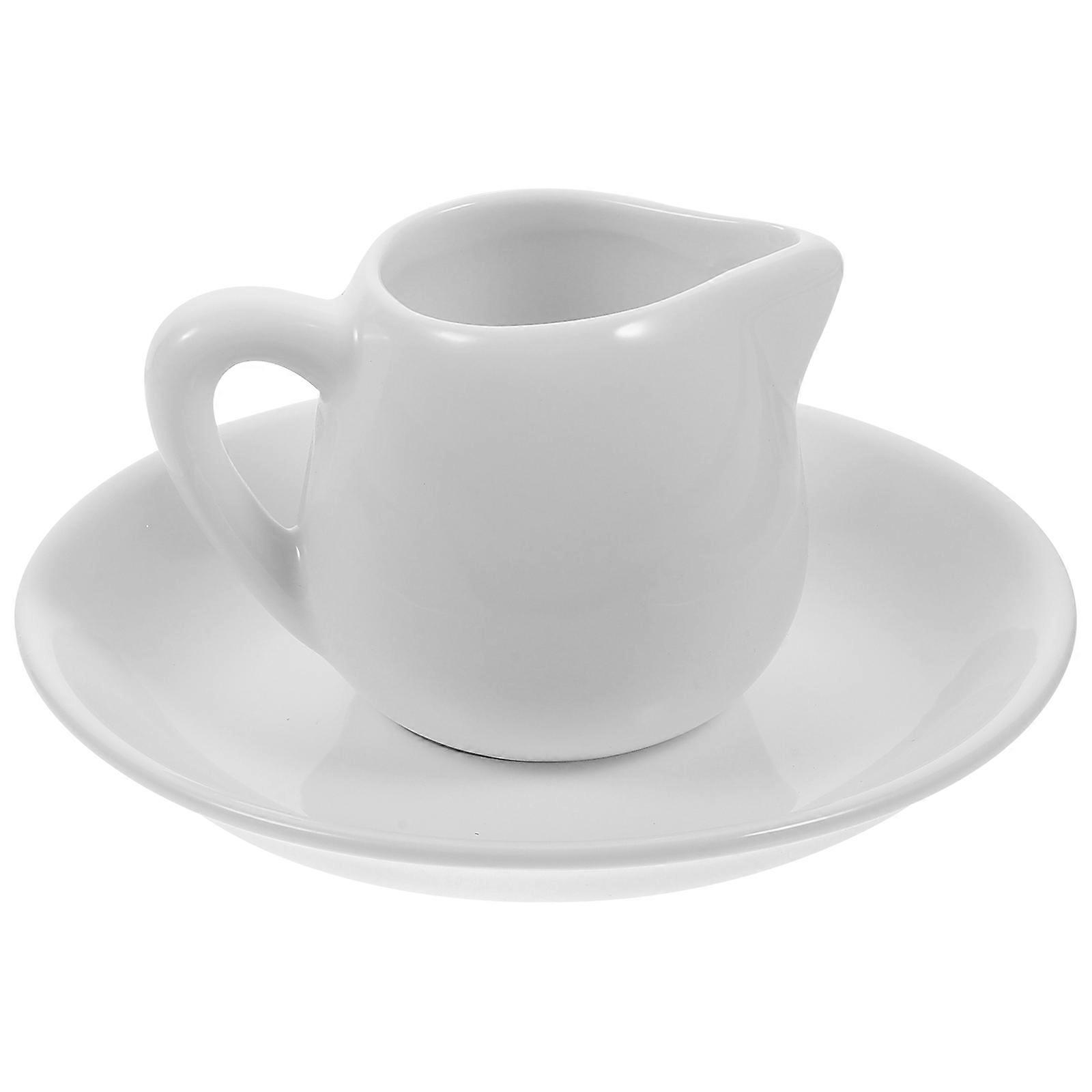 Small Ceramic Pitcher Gravy Boat With Saucer For Formal Dinners Round Base 1Set