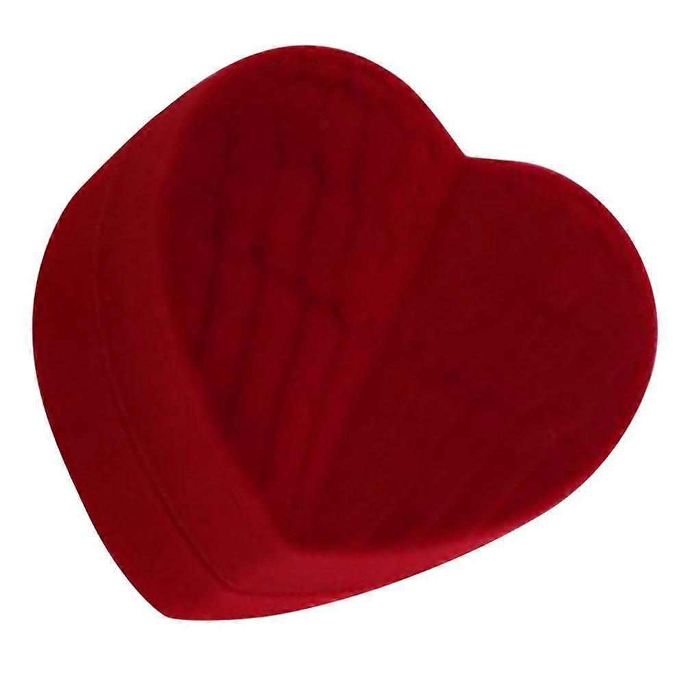 Heart Shaped Ring Box for Proposal and Wedding Elegant Plastic Design with Flocking and Protective Lining Red Color