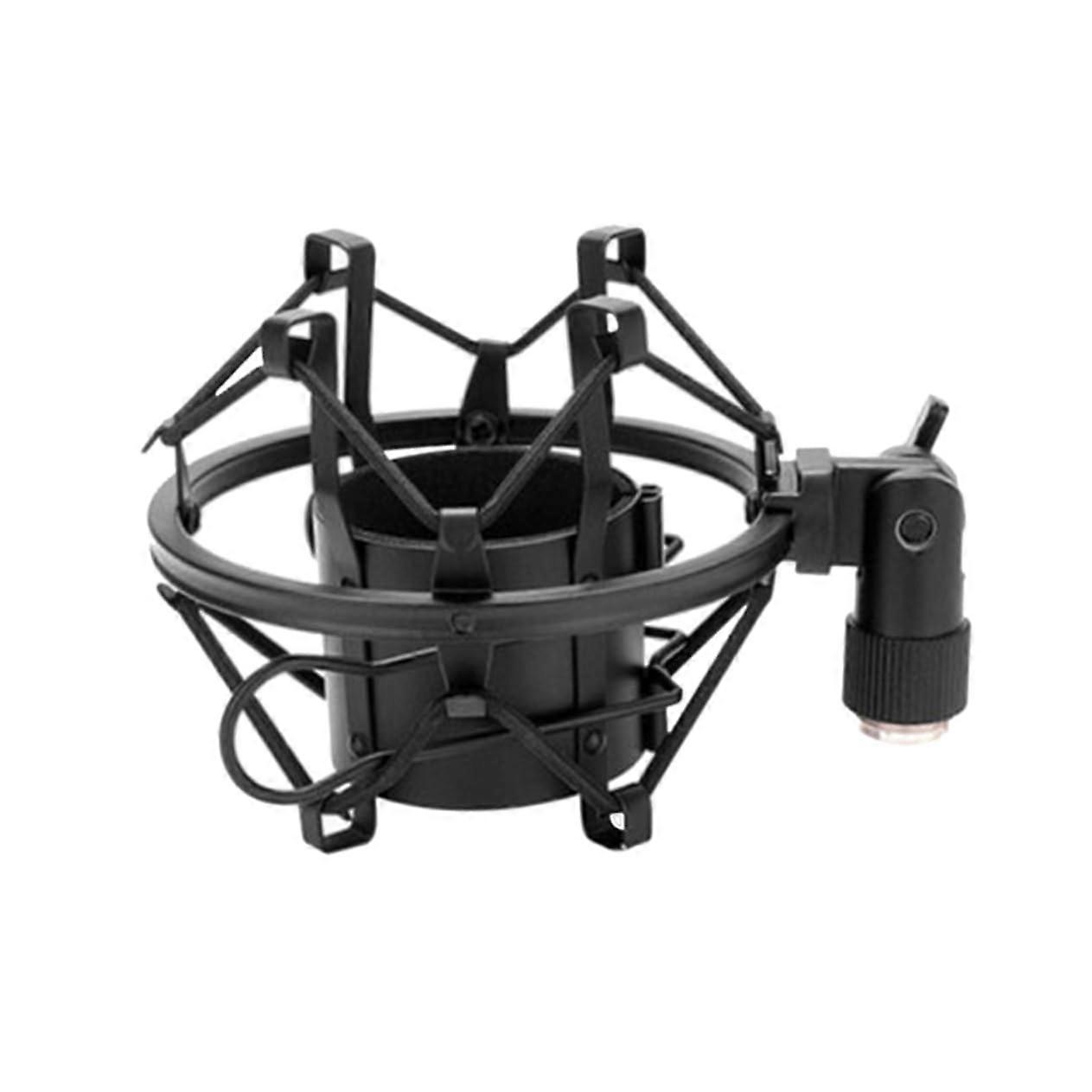 Black metal microphone stand with antivibration for condenser microphones, suitable for studio recordings and broadcasting applications.