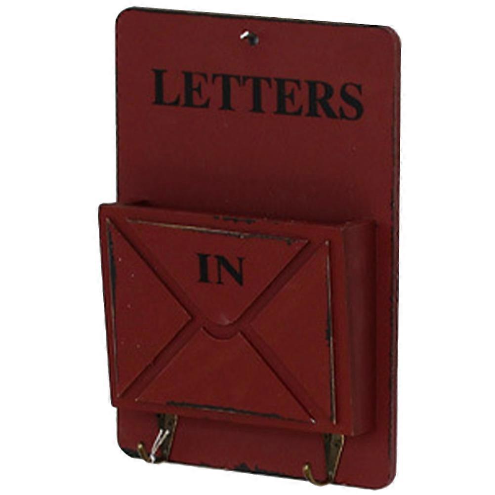 Hemoton Wall Mounted Mail Box Letter Holder with Hook 1 Set Vintage Style