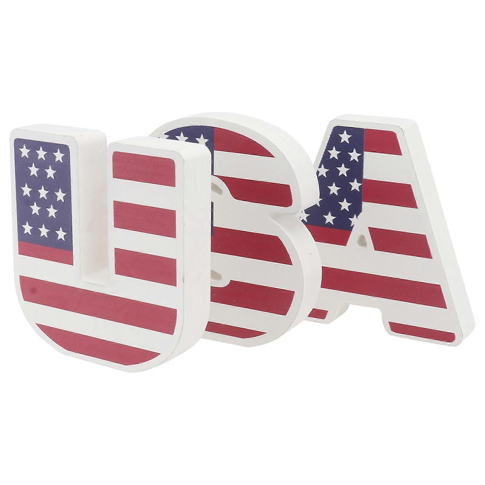 Independence Day Decorative Items Rustic Wooden Blocks Create Atmosphere 3Pcs