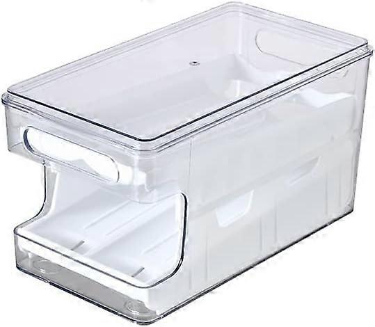 Double-Layer Egg Holder for Refrigerator, Transparent Sliding Design Egg Storage Box, Space-Saving Kitchen Organizer, A