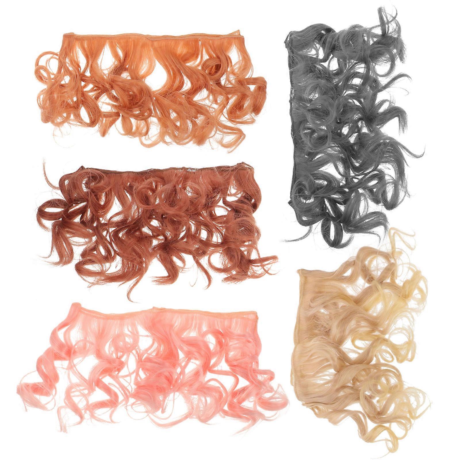 Simulated Doll Curly Hair Wigs Made of High Temperature Fiber for Decoration 5 Pcs Assorted Color