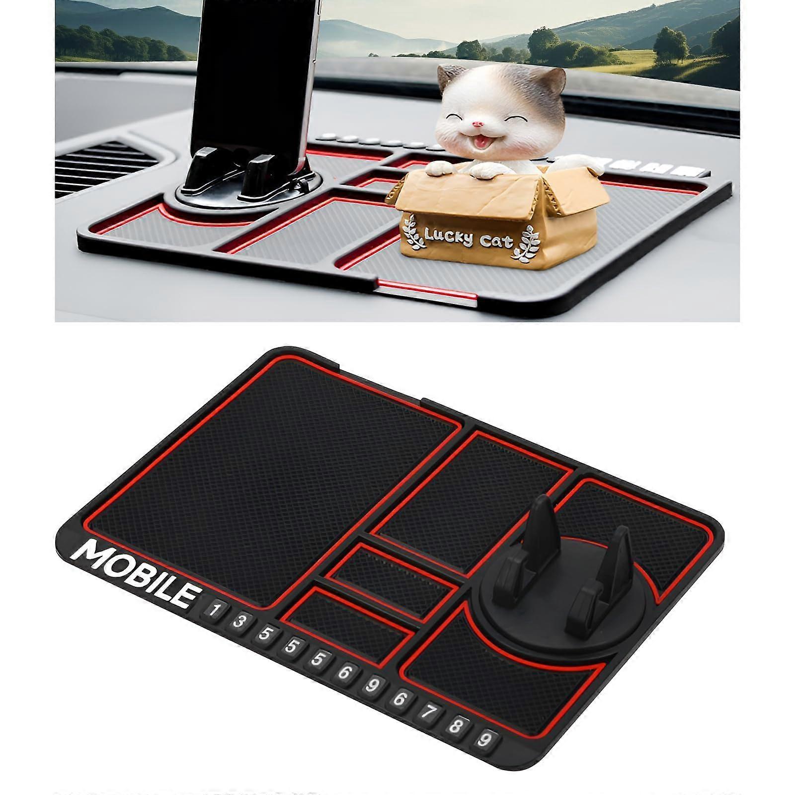 Car Non-Slip Mat With Mobile Phone Holder 4-In-1 360 Degree Rotatable Dashboard Storage Cushion For Smartphones