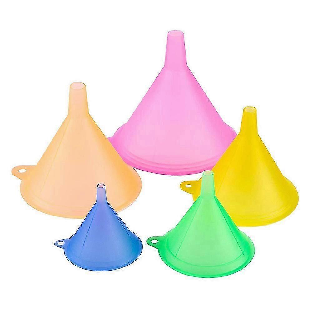 Kitchen Funnel Plastic Liquid Funnels Compact Design For Kitchen Use Assorted Color Conical Shape Reusability 5Pcs