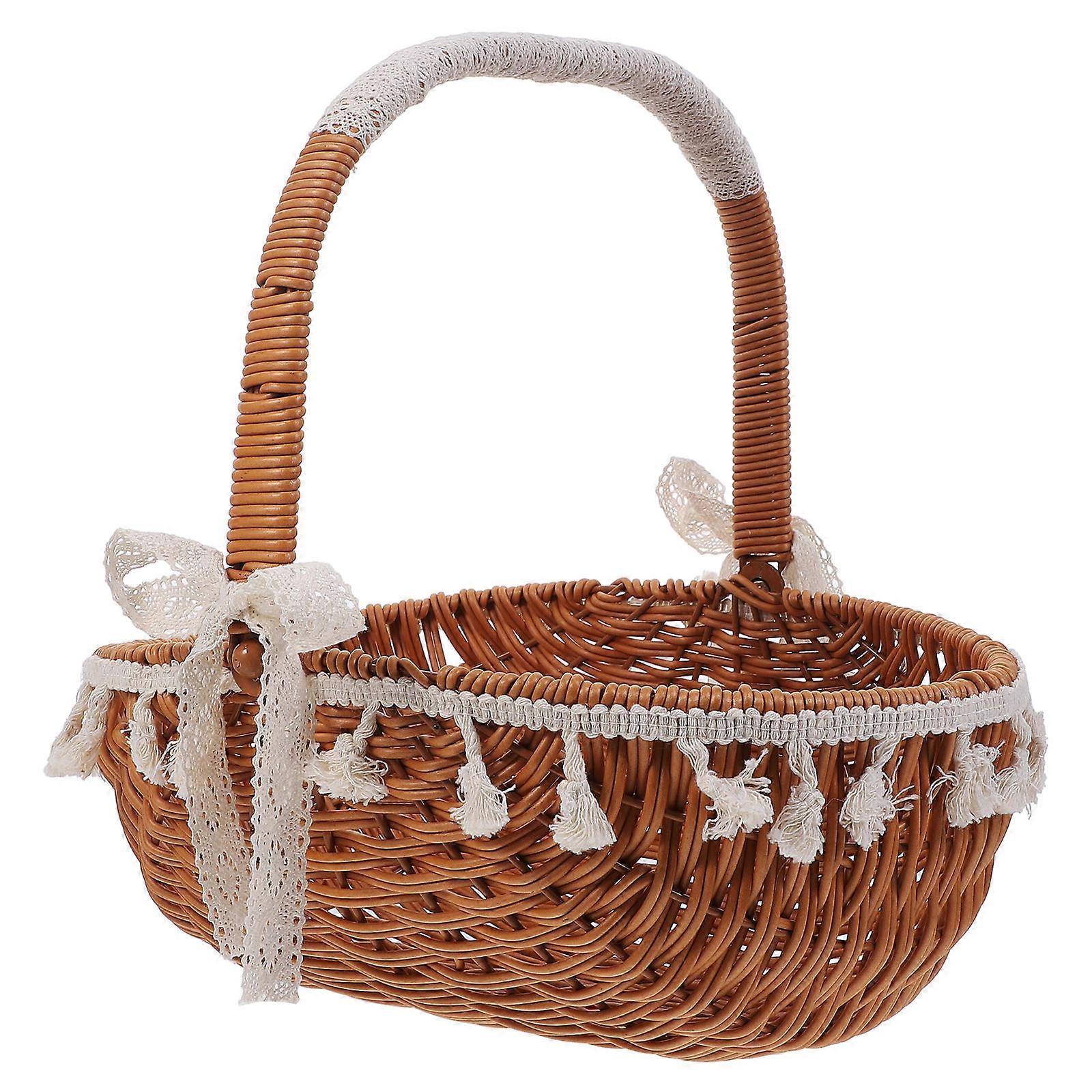 Cesta de imitação de tecido multicolorido para uso doméstico com estilo rústico e forma única 12,5 x 8,5 x 5 polegadas