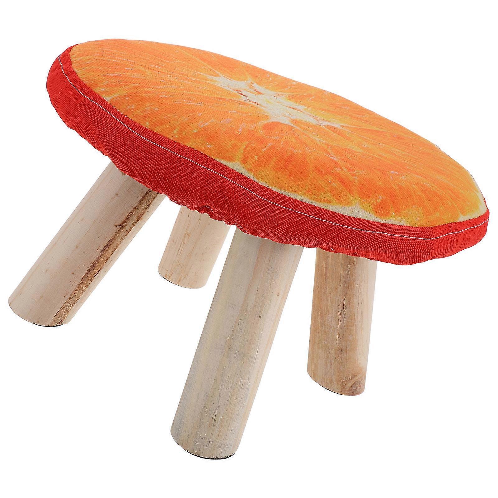 Creative Orange Wooden Shoe Changing Stool with NonSlip Design for Home Use Small Footstool 12.5 x 12.5 x 15 inches