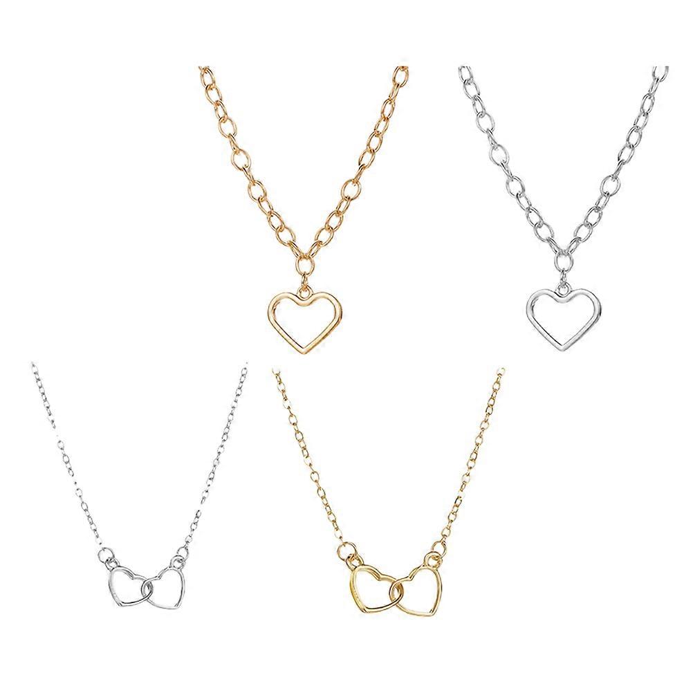 Assorted Color Heart Necklace for Decoration with Durable Alloy Material 4 Pieces