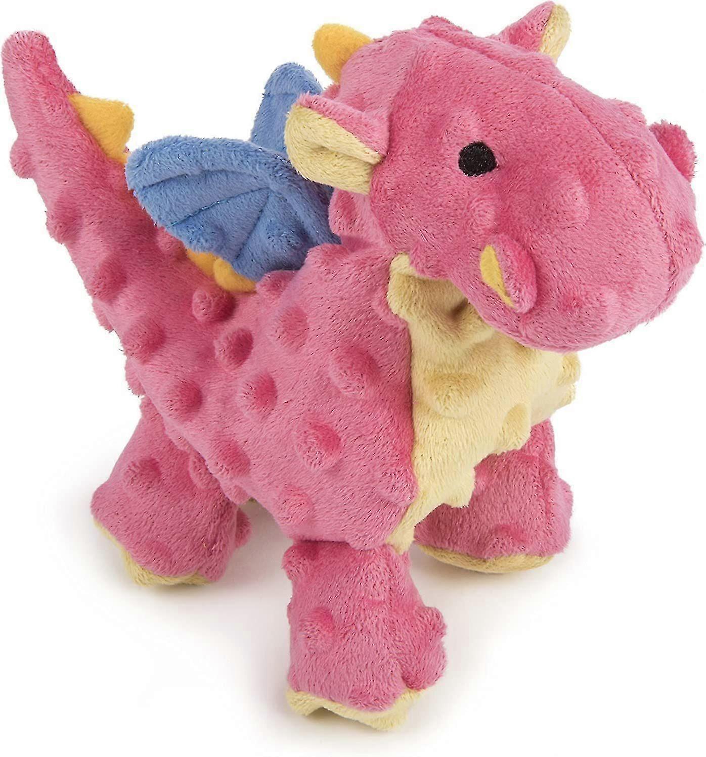 goDog Dragon with Chew Guard Technology Large Sturdy Plush Dog Toy, Coral
