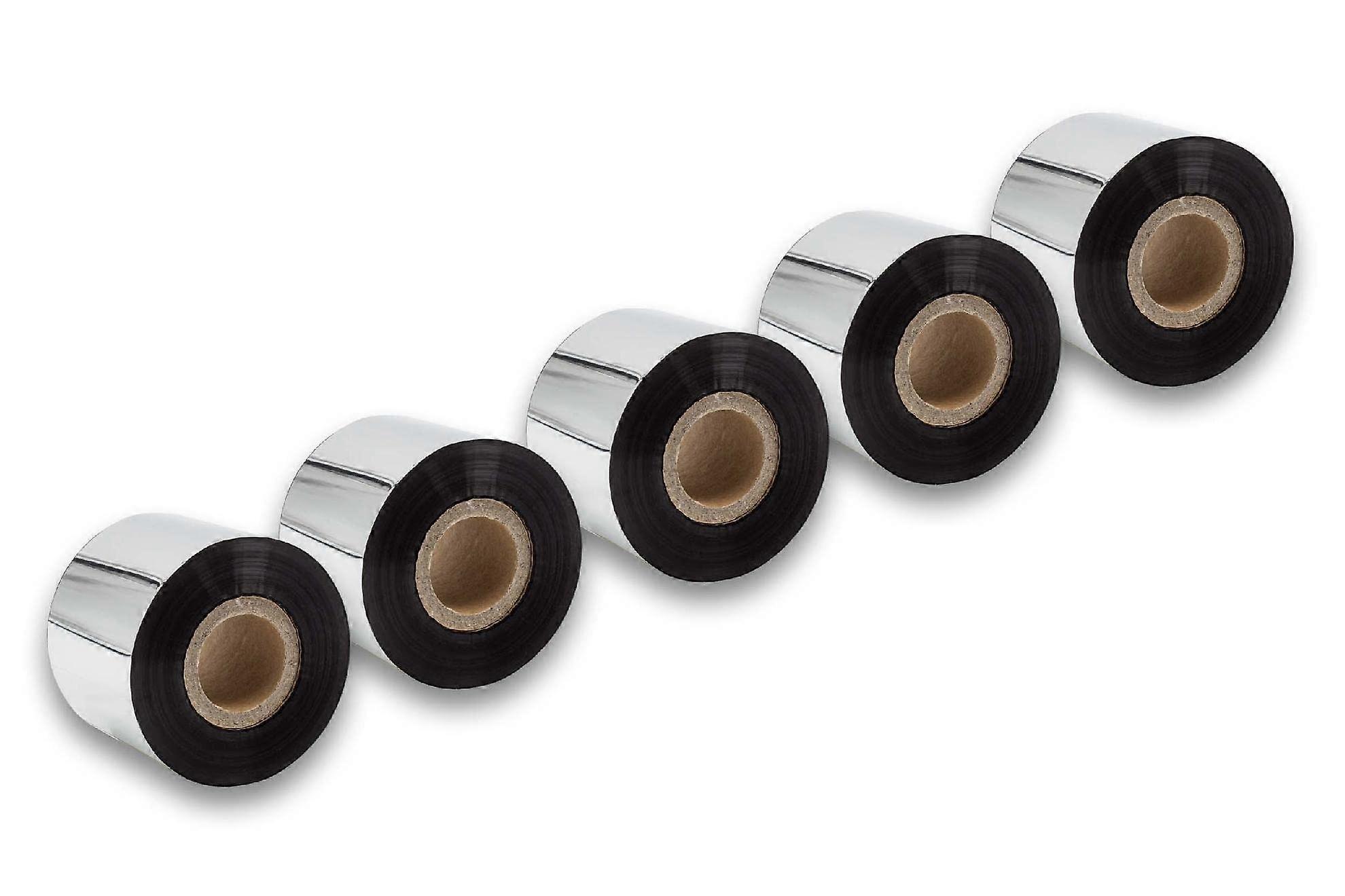 5X Thermotransfer Ribbon Compatible with TSC TTP-2410M TTP-245 Plus Label Printers - 50mm x 300m Black Durable Thermal Tape