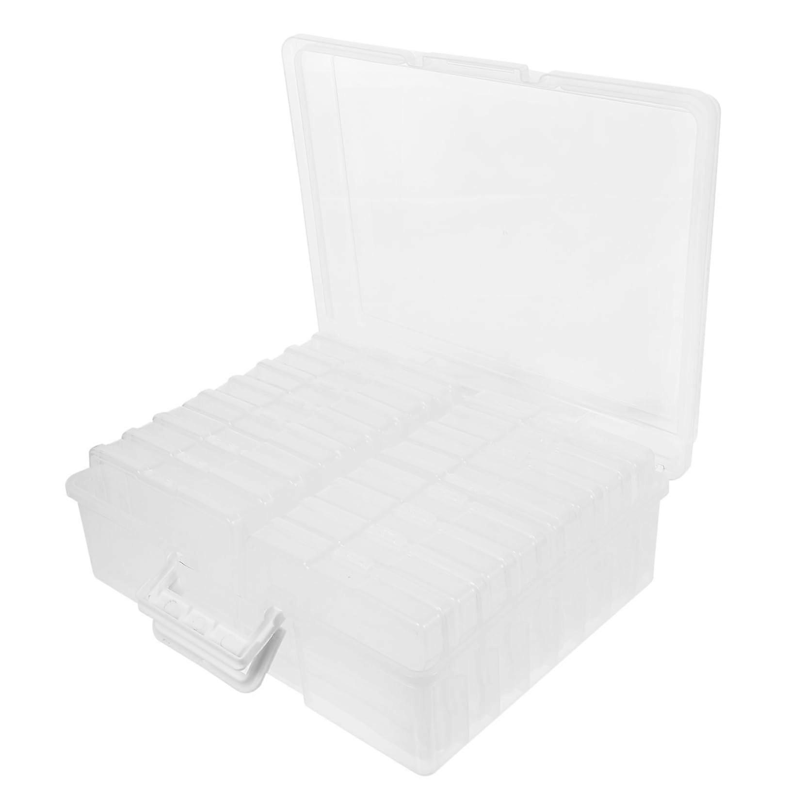 Photo Box Organiser Case 37X30X13CM Transparent PP Portable Mobile Phone Storage Craft Container Photo Transfer Holder