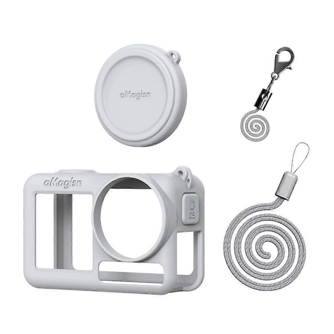 Silicone Protective Case For DJI Osmo Action 5 Pro, White/Opulent Garden, Simple Design, Protective Accessory