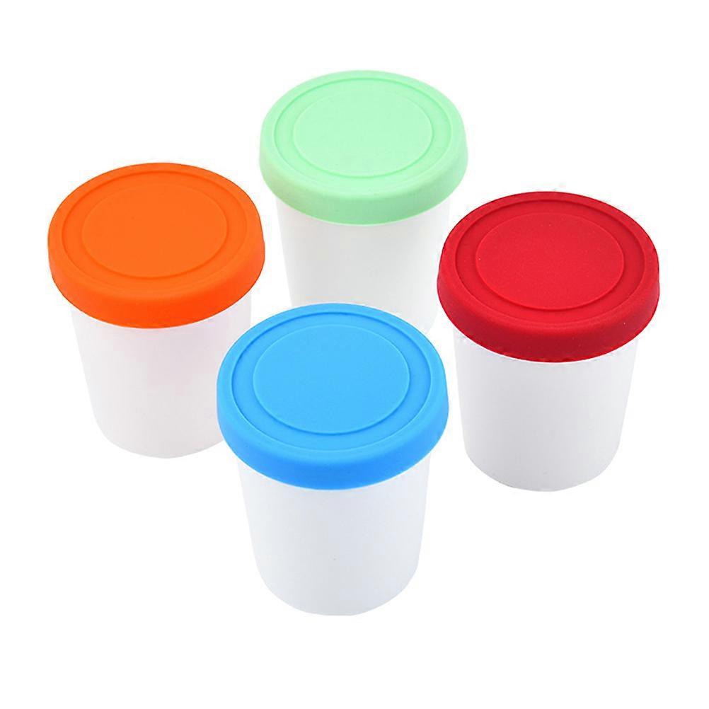 4pcs Silicone Lidded Ice Cream Containers, Round Dessert Cups for Home, Hotel, Restaurant Use, Versatile Storage for Yogurt, Stews, Condiments, Space