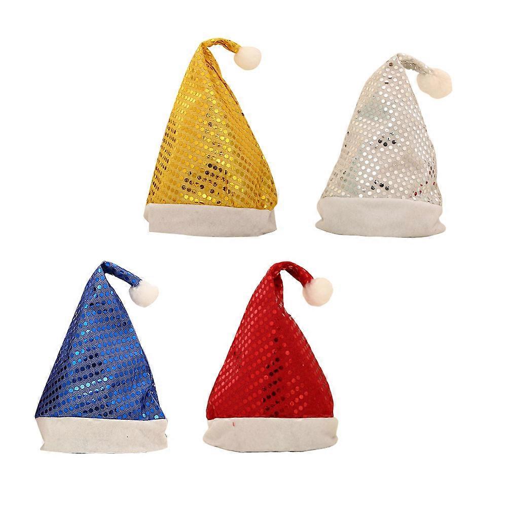 4Pcs Mixed Style Sequin Hats For Adults Holiday Parties With Bright Color Decoration For Christmas