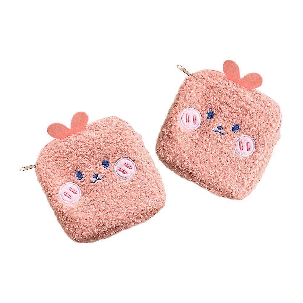 Sanitary Napkin Pouch 2Pack Portable Storage For Women Indoor Office Storing Square Pink