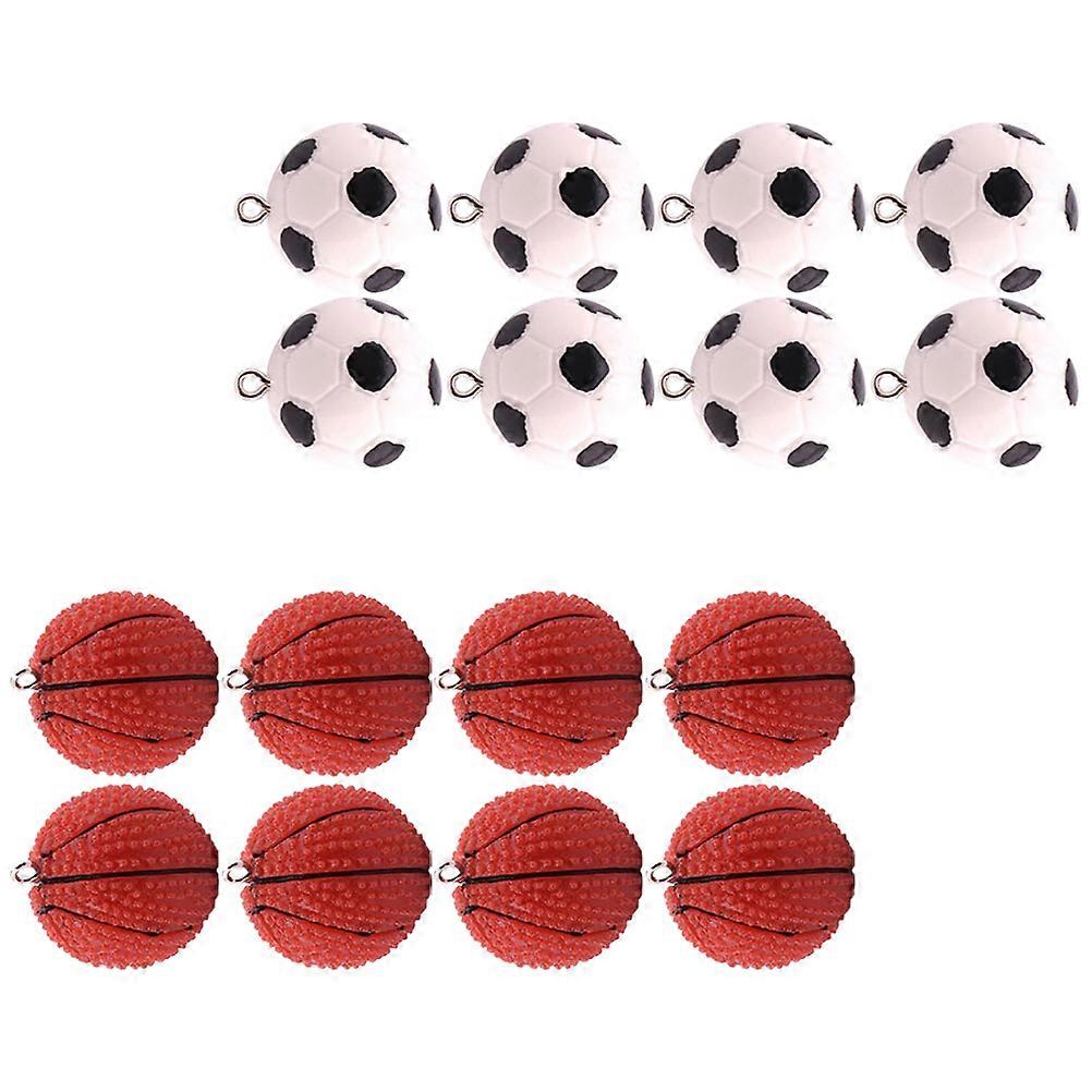 DIY Soccer and Basketball Charms Resin Pendants for Keychain Making Assorted Color