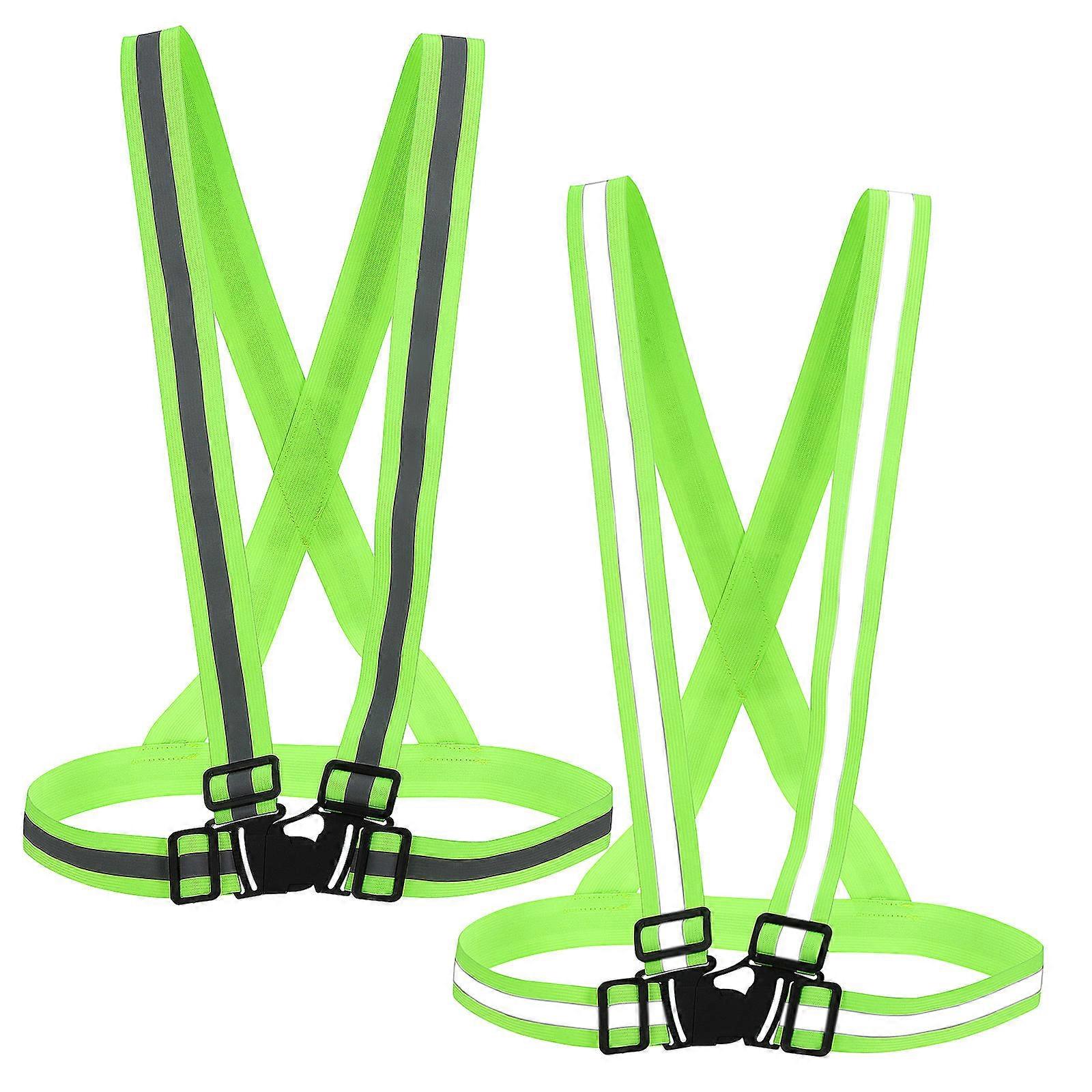 High Visibility Vest Gear For Construction Workers Night Running Cycling Adjustable 2Pcs