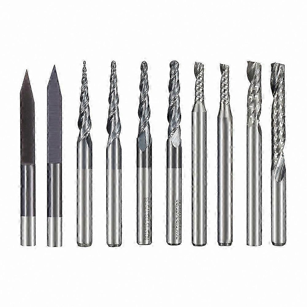 10-Pack CNC Router Bits with 3.175mm Shank for Engraving and Carving Projects