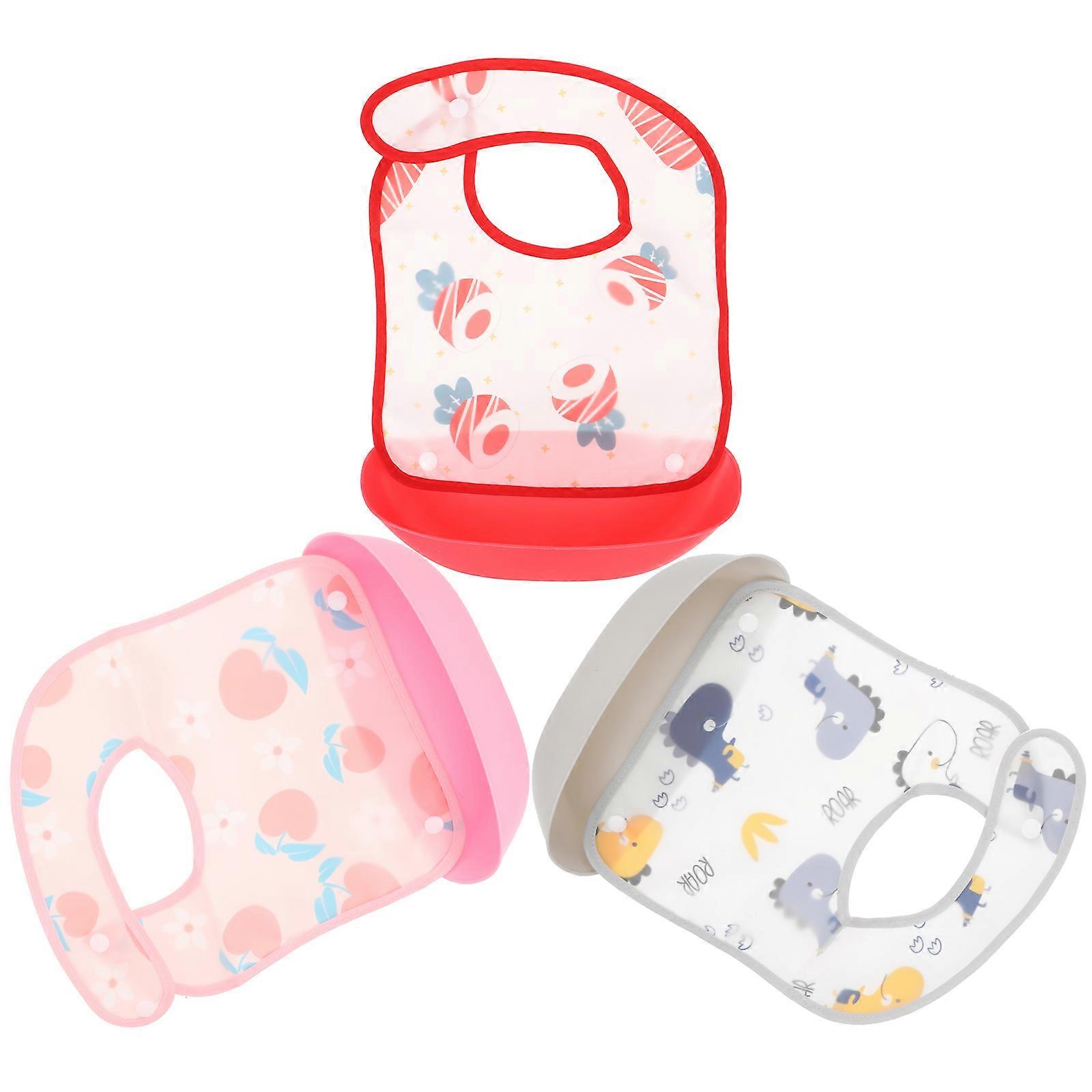 Toddler Meal Bib 3Pcs Waterproof Baby Bibs Suitable For Teething And Mealtime Infants With Assorted Color Design