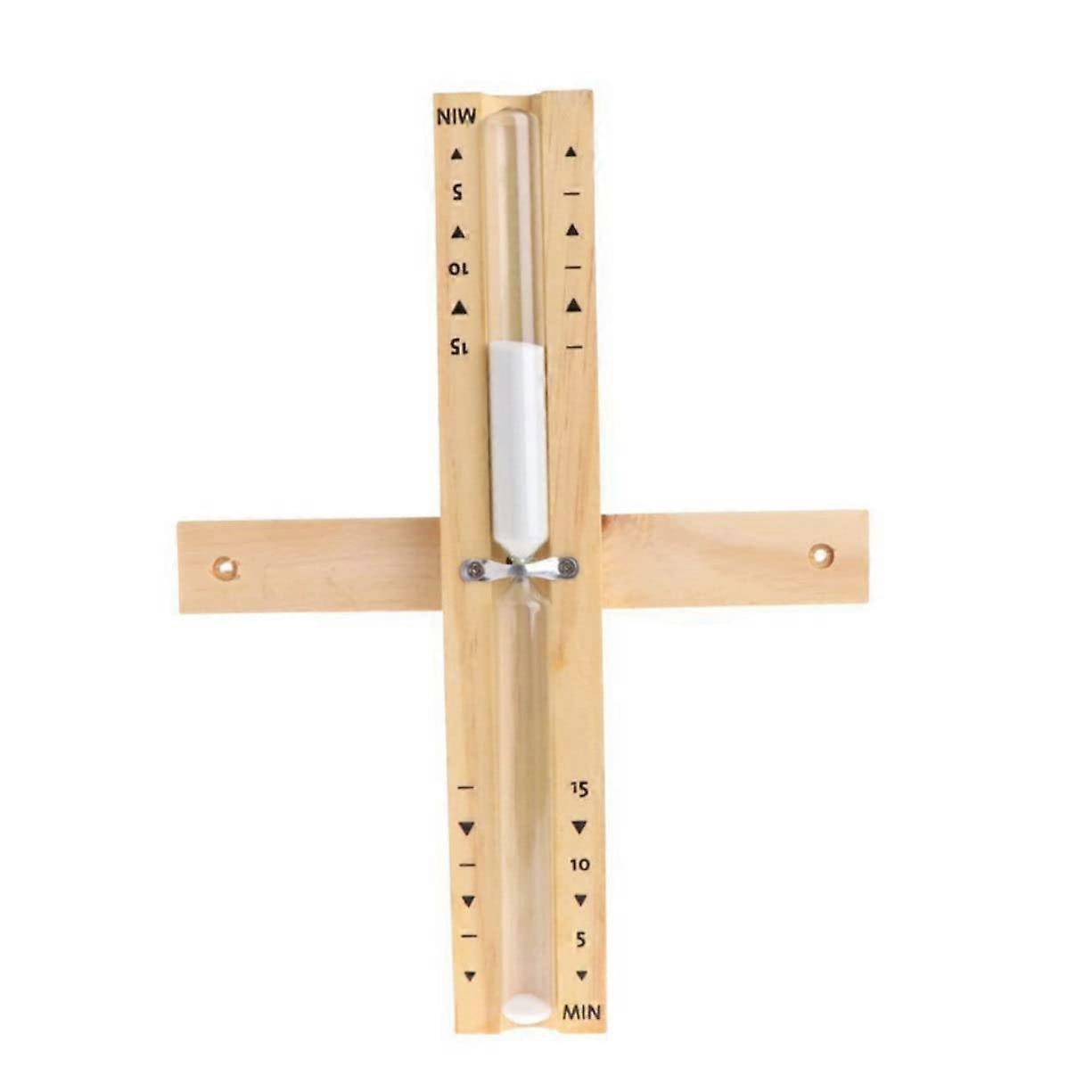 Hourglass Timer Wall Mounted Glass Sauna Countdown Clock Wood Khaki