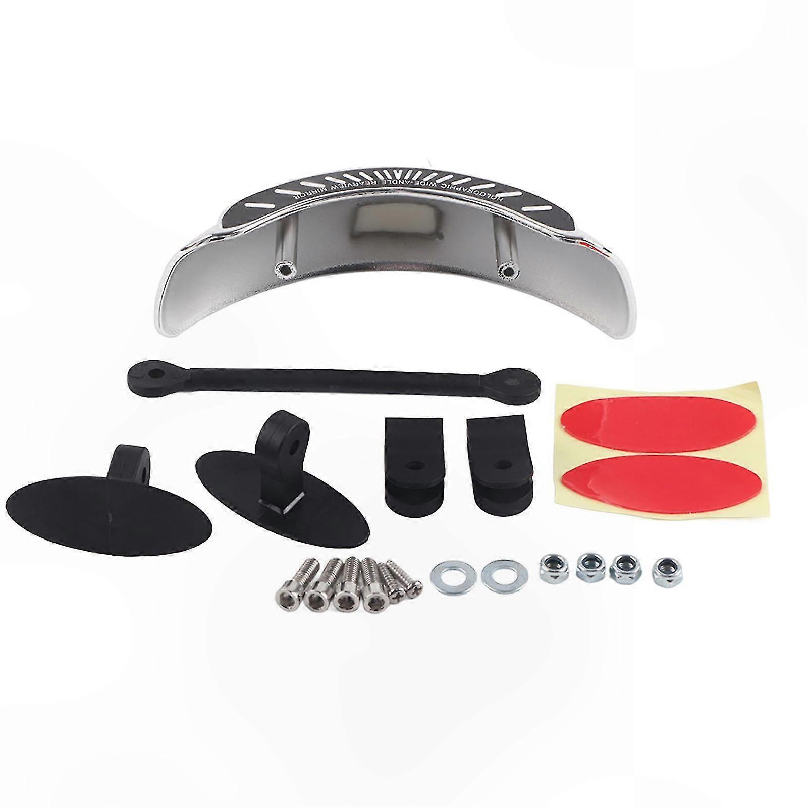 Universal Motorcycle Wide Angle Rear View Mirror with Central Windscreen Mount Chromed Finish