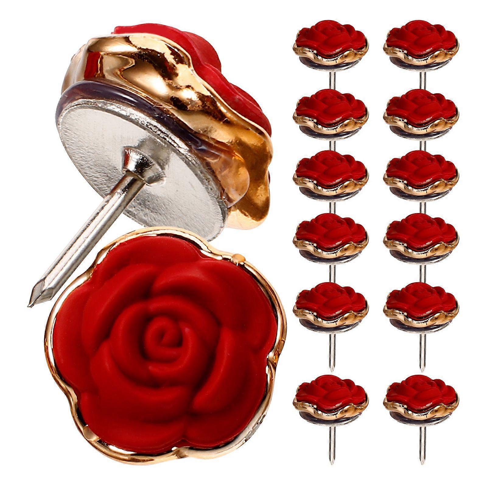30Pcs Floral Push Pin Multi-function Thumbtacks Rose Thumb Tacks Map Supply