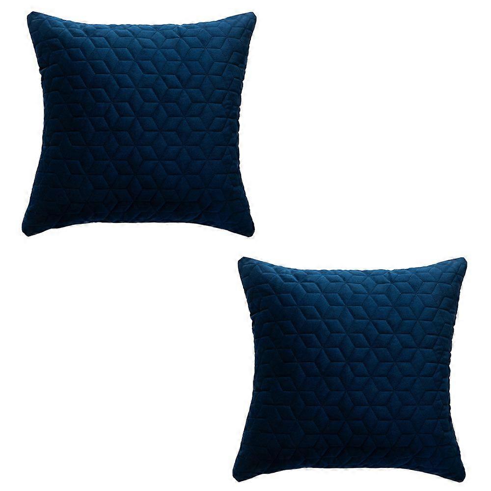 Set of 2 velvet pillowcases, home, with hexagonal checkered pattern.