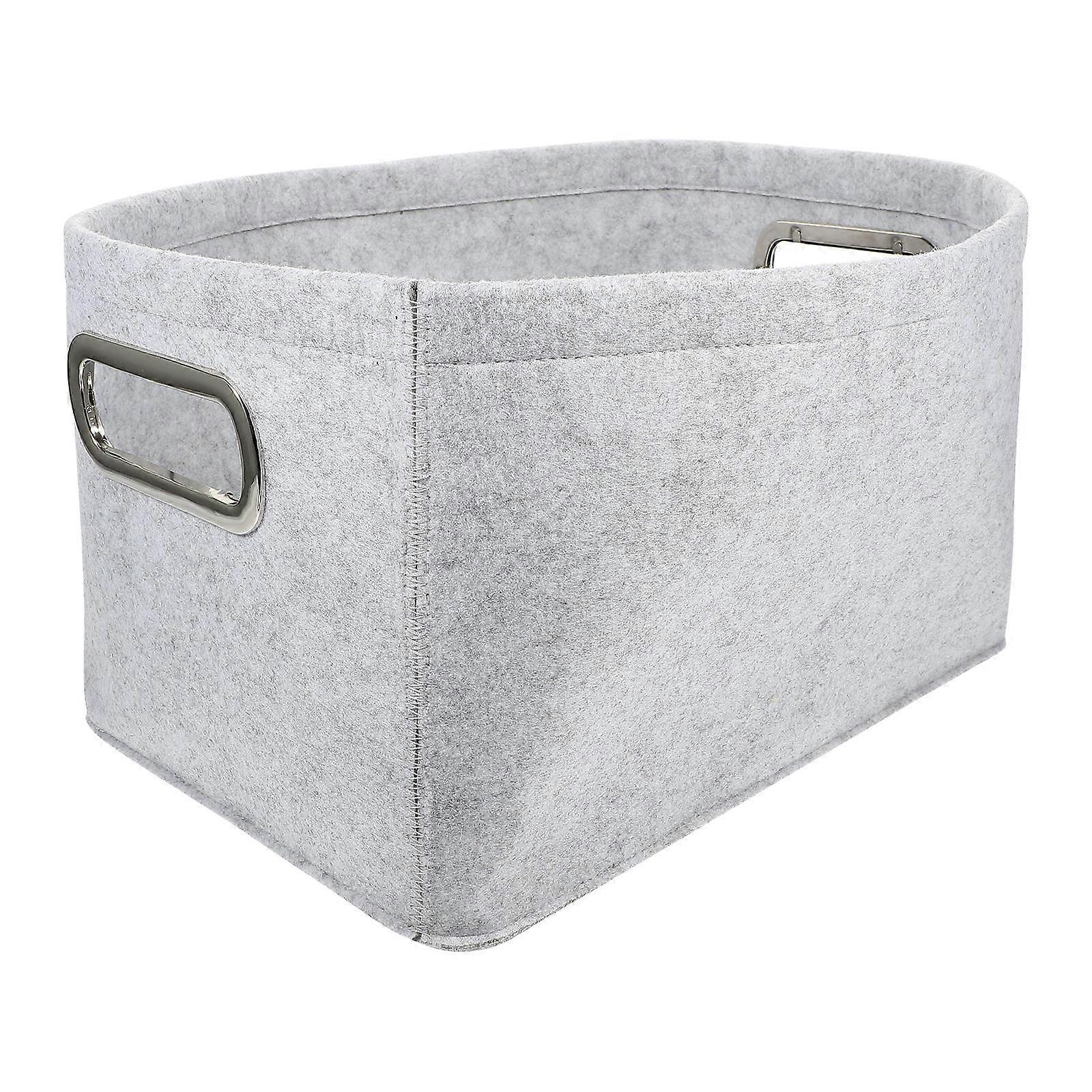 Felt Storage Basket for Home Use Light Grey Large Capacity with Handles 12.5x8x10 inches