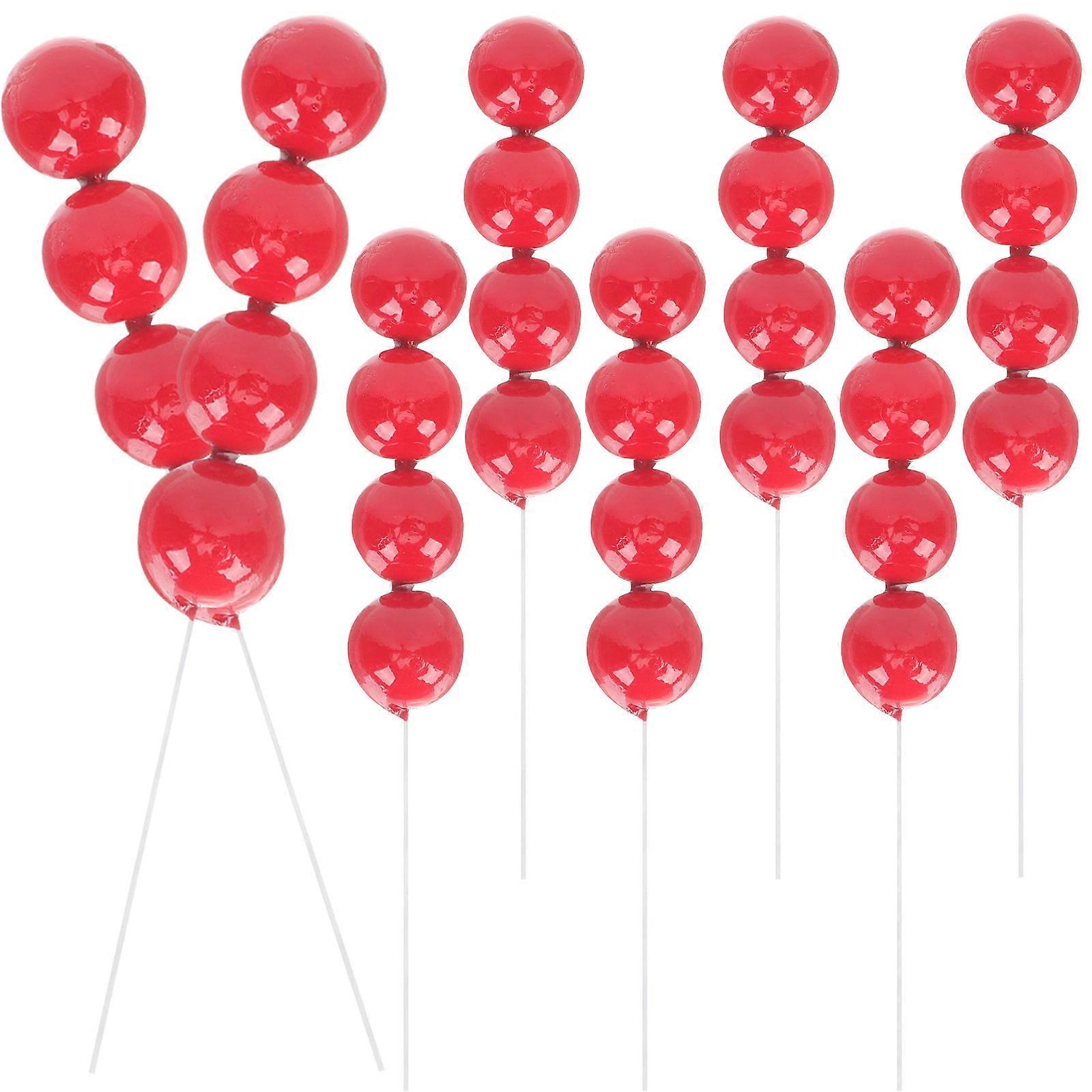 Red Cake Picks for Decoration Birthday Easy to Use 10pcs